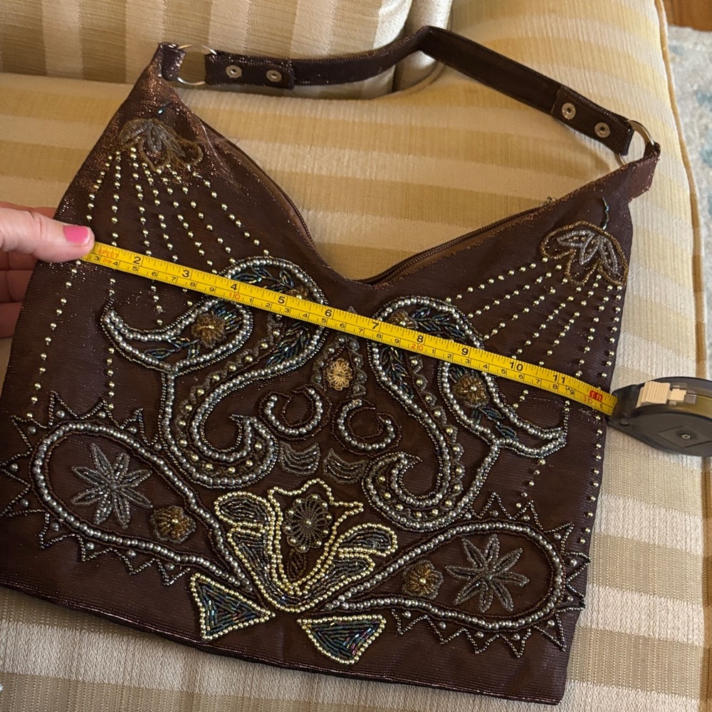 Aldo Beautiful Brown Beaded Hobo Bag - Picture 8 of 12